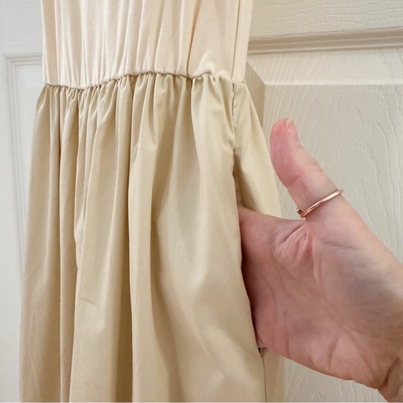 NWT Commense Sleeveless Neutral Midi Dress Tan sz XL - Picture 4 of 6